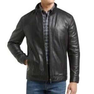 Slim 100% Lambskin Leather Bomber Jacket